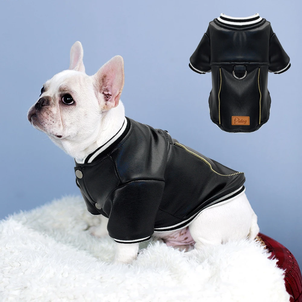 黒革の犬ジャケットフレンチブルドッグ服冬のペットのコート犬服防水衣装コスチューム小中犬パグ 犬用のコート ジャケット Aliexpress