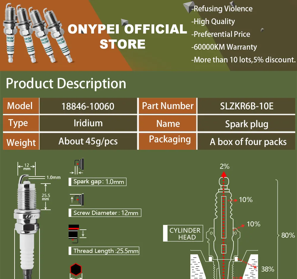 4x18846 10060 SILZKR6B10E 93815 Iridium Power свечи зажигания для hyundai акцент Veloster Kia 18846-10060 SILZKR6B-10E 1885510060