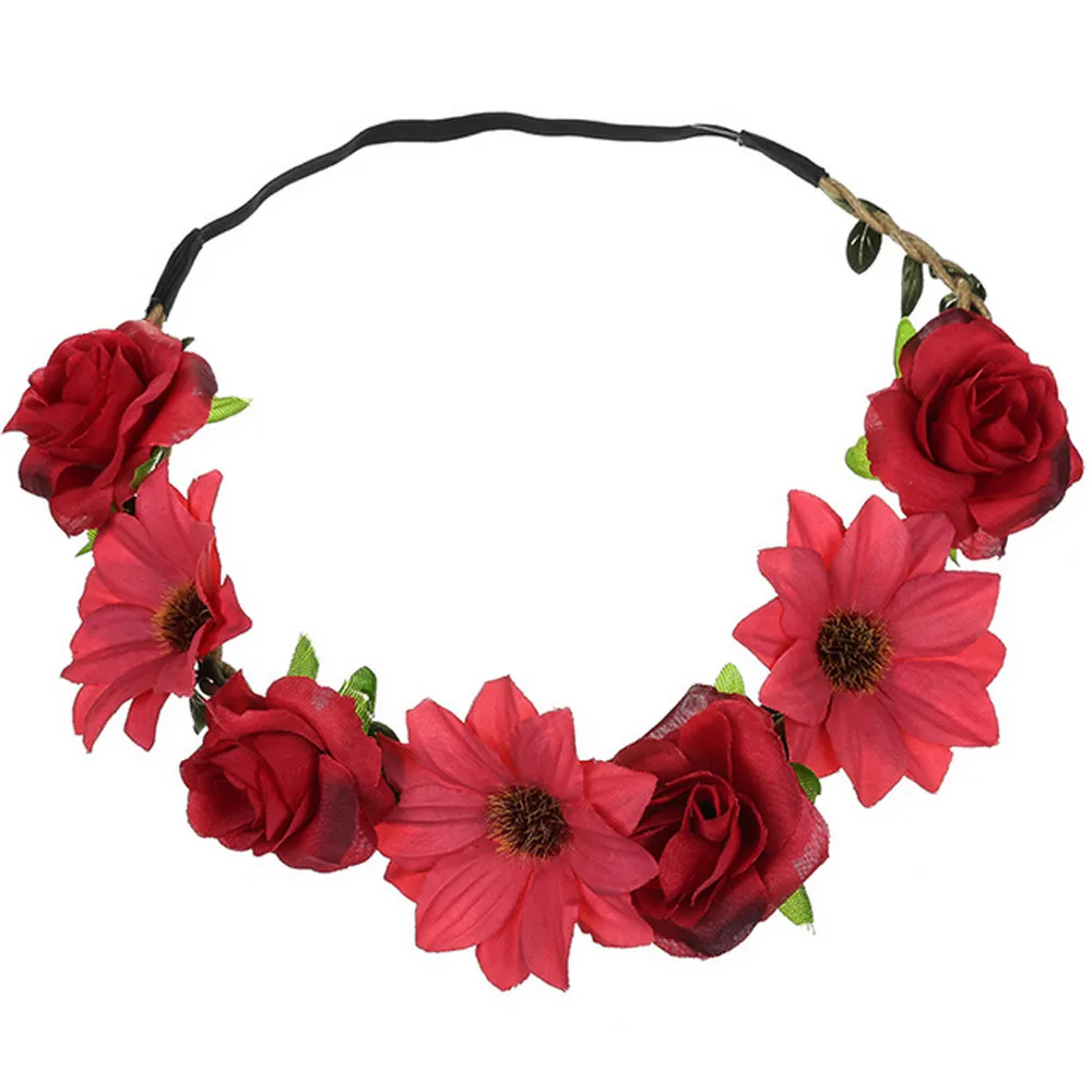 Scrunchie Flower Headband Sunflower Rose Hair Band Lady Fresh Flower