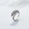 Bagues créatives rétro en argent Sterling 925, Animal mignon, bijoux de personnalité Crocodile exquis poisson maléfique, bagues d'ouverture SR408 ► Photo 1/5