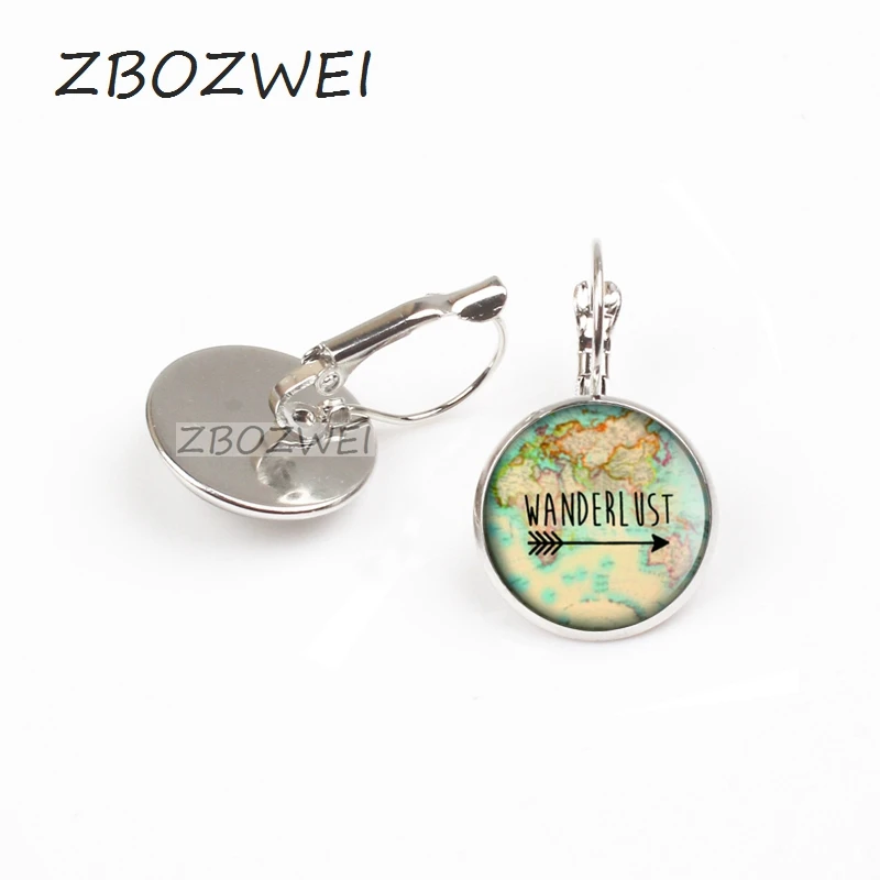 

ZBOZWEI 2018 1PCS Wanderlust mapa de cosecha collar cristal de la foto collar Cabochon earring