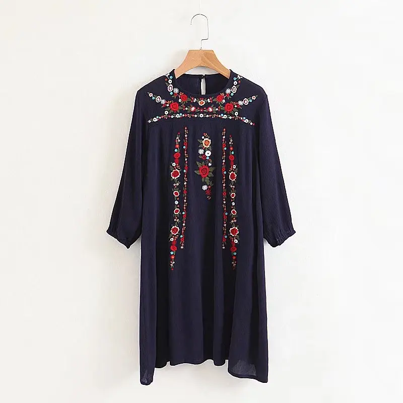 4 colors 2018 summer bohemian vintage floral embroidery mini dress three quarter sleeve 4 colors 2018 summer bohemian vintage floral embroidery mini dress three quarter sleeve