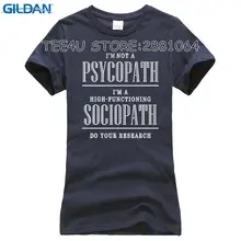 Blusa Tee4u Cool T Shirts Designs I’m Not A Psychopath Sherlock Holmes John Watson Moriarty Short-sleeve Graphic Womens Tees