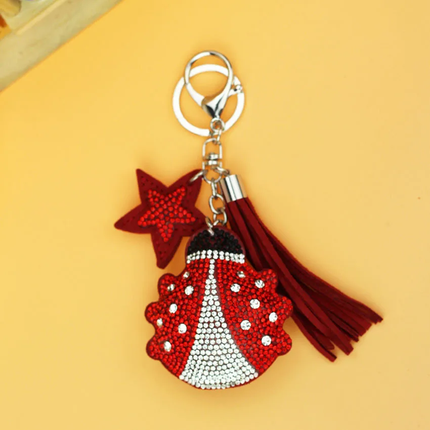 

Metal Crystal Key Chain Keyring Heart Keychain Leather Tassel Silver Key Holder Charm Bag Auto Pendant Keychain Gift Wholesale