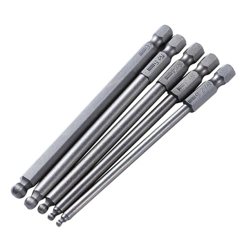 

THGS 5Pcs 100Mm Hex Wrench Set Hexagonal Bits For Electrician Ball Head Hexagon Hex Key Screwdriver Repair Tool Set