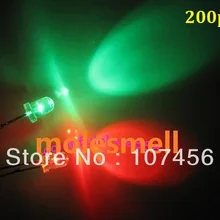 200 шт 5 мм мигающий красный/зеленый флэш-светодиодный 5 мм мигает красный/зеленый светодиодный 5 мм круглые прозрачные Bi-Цвет с красными вспышками Круглый/зеленая LED-лампа