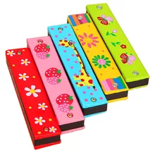 16 отверстий мультфильм забавная деревянная гармоника Музыкальные инструменты для детей развивающие ребенка привлекательные игрушки цвет случайным образом