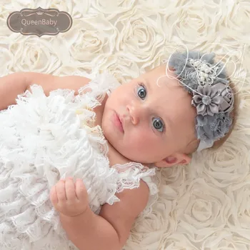 

20pcs/lot Chiffon Flower Macthing Sparking Tiara Headband Shabby Flower Hair Band Baby Girl Hair Accessory