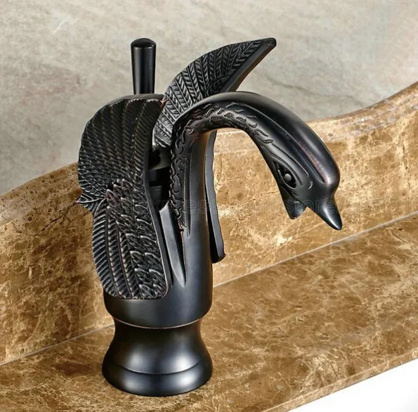 Bathroom Faucet Oil Rubbed Bronze Swan Shape Single Handle Wash Basin Bathroom Deck Mounted Tap znf030