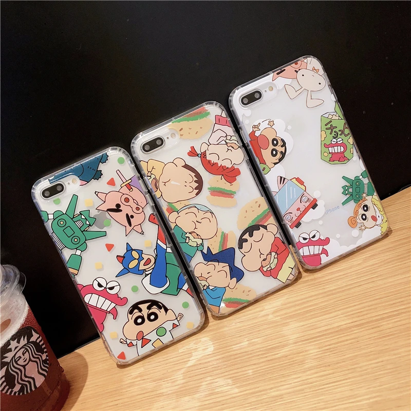 Японский мультяшный милый чехол для телефона Crayon Shin chan iPhone 12 11 pro X XS Max Xr 8 7 6 Plus Action