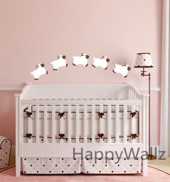 Fiona Walker England Blue Lamb Wall Decor Parachuting Sheep Decals Stickers Wall Art Graphic Font B Baby Room Count Cute Jpg