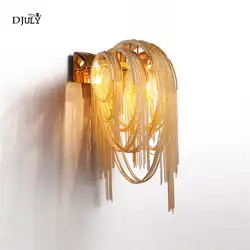 Постмодерн дизайн золотой цепи кисточкой настенный светильник для виллы гостиной роскошные прикроватные лампы для спальни отель led