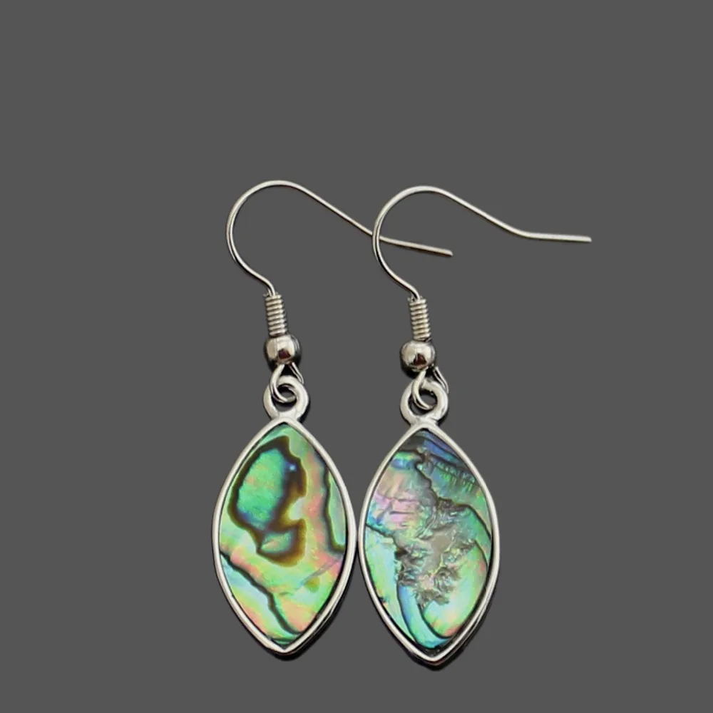 

Women's Jewelry Gifts Leaf Charm Drop Dangle Earrings Vintage Silver Color Mother of Pearl Shell Natural Abalone Shell Earrings
