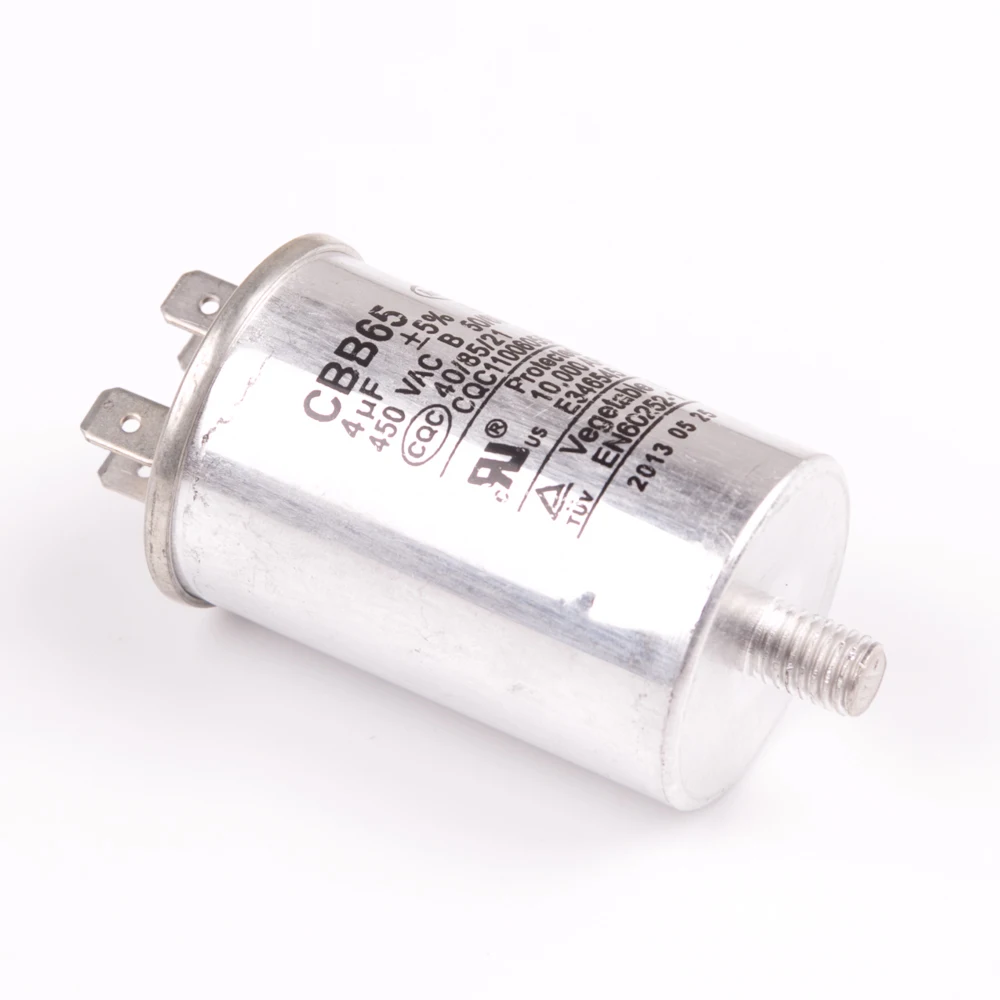 

CBB65 4uf 450V Generator Audio Electric Motor Compressor Start Running Capacitor 4 pins With Bottom Screw For Air Conditioner