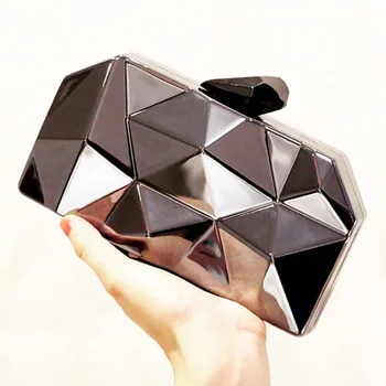

Summer Unique Acrylic Geometric Women Evening Bag Lattice Patchwork Small Party Luxury Clutch Bag Chain Shoulder Messenger Bags