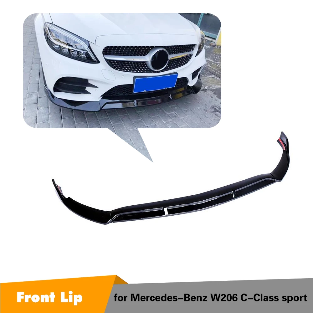Передний бампер спойлер для Mercedes-Benz C Class W205 C200 C300 спортивные 2019 ABS глянцевый