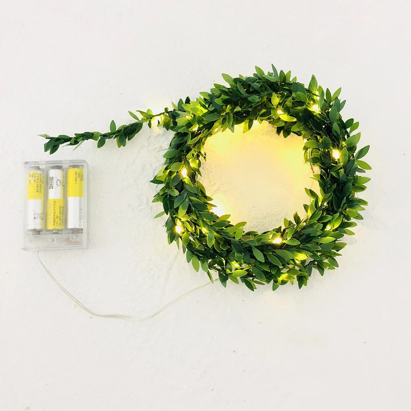 Tiny Leaves Garland Fairy Light Led Copper Wire Battery String Lights for Wedding Forest Table Christmas Home Party Decoration