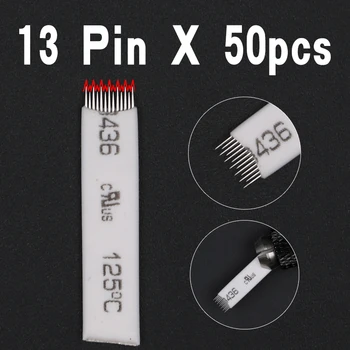 

50 PCS Flat Needle 13 pin Permanent Makeup Blade For Manual Eyebrow Tattoo Pen Microblading Embroidery