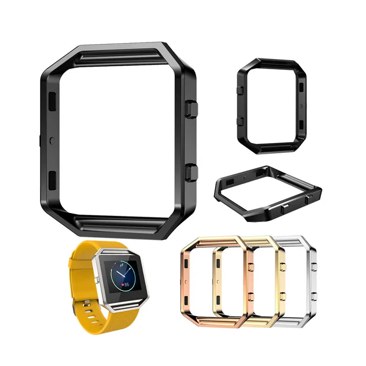 

Polished Stainless Steel Metal Frame Holder Shell For Fitbit Blaze Smart Watch Tracker Frame