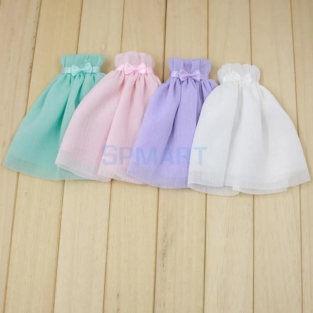 Pack of 4pcs 1/6 Scale Chiffon Strapless Dress Skirt for Neo Blythe Azone Licca Fashion Doll Accessories