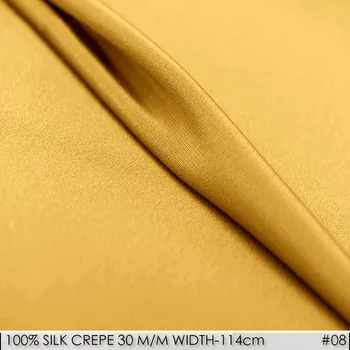 

SILK CREPE DE CHINE 114cm width 30momme/100% Natural Silk Fabric 2017 Heavy Chinese Silk Pajamas for Women Fabric Golden NO08
