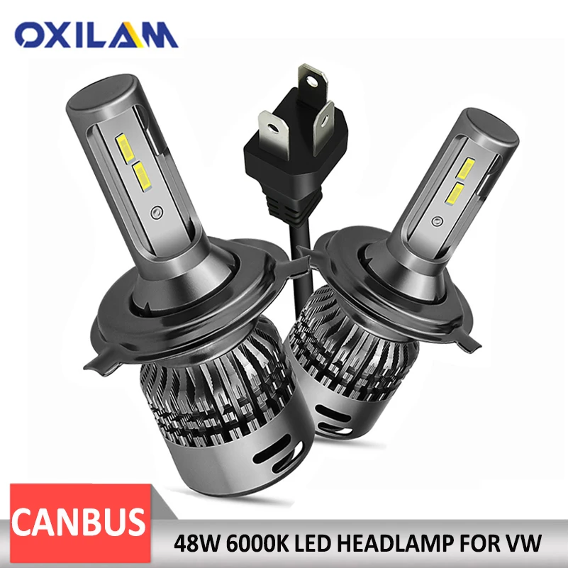 2x CANBUS H7 H4 9003 Car LED Headlight High Low Beam Headlamp For VW