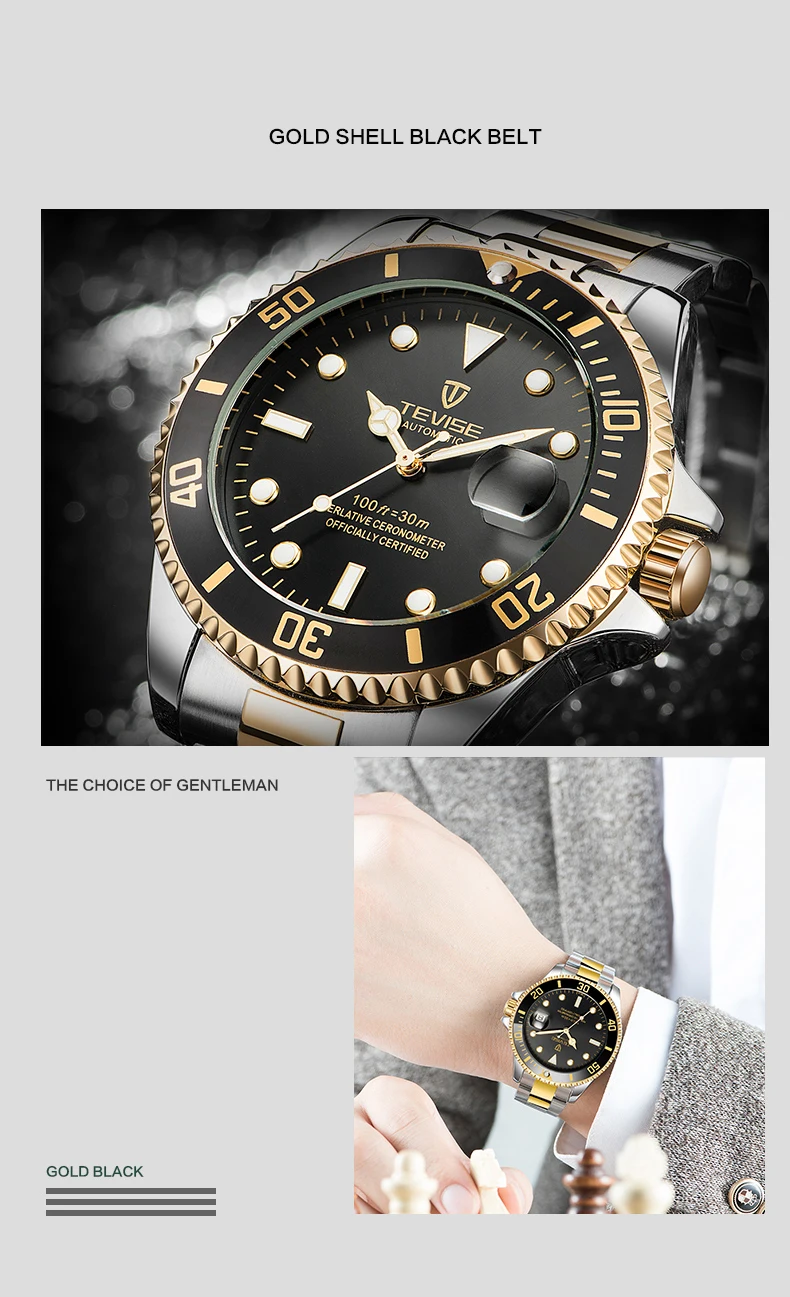 2019 Drop Shipping Tevise Top Brand Men Mechanical Watch Automatic Fashion Luxury Stainless Steel Male Clock Relogio Masculino