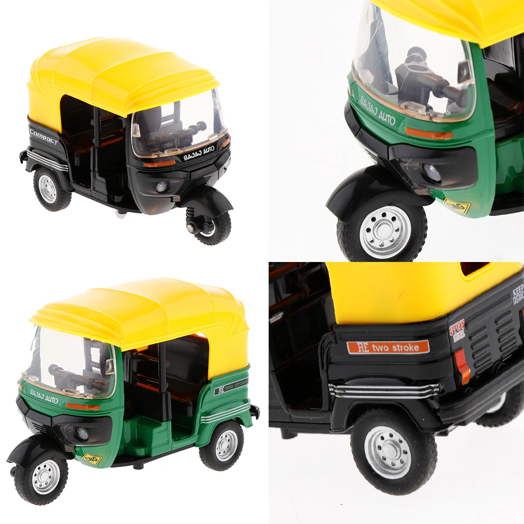 1/14 Scale Simulated Alloy Indian Tricycle Bike Model Road Bicycle Vehicles Model Decoration Gift Home Showcase Decor Green