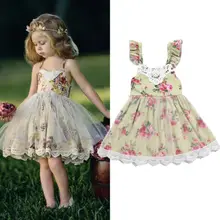 От 1 до 5 лет платье для маленьких девочек летнее Открытое платье без рукавов с цветочным рисунком вечерние костюмы принцессы фатиновые платья на свадьбу