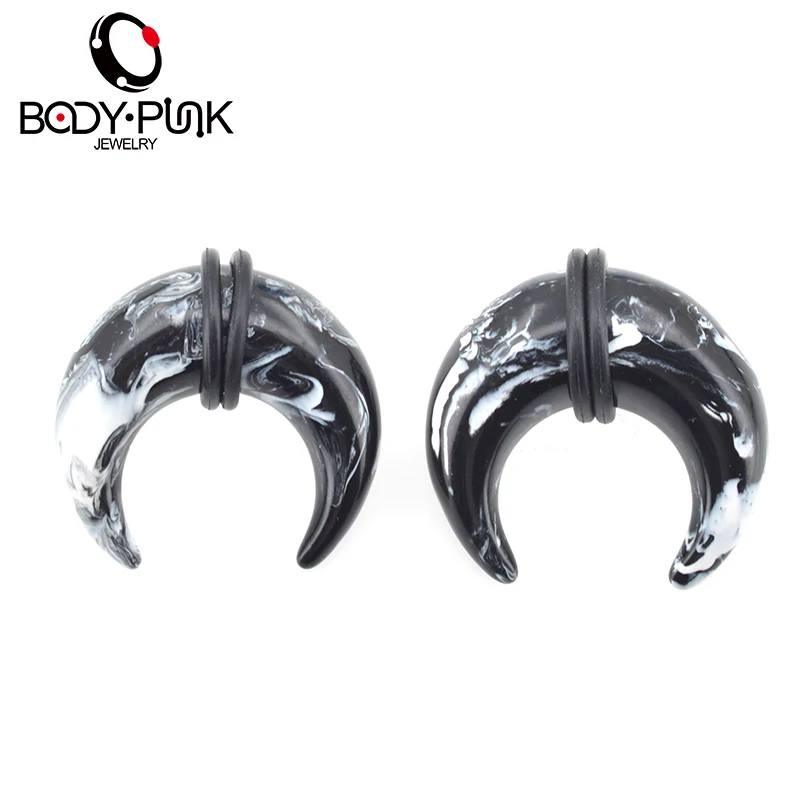 2 шт. тоннели для ушей с черным и белым мраморным камнем|plug tunnel|ear taperbody piercing jewelry |