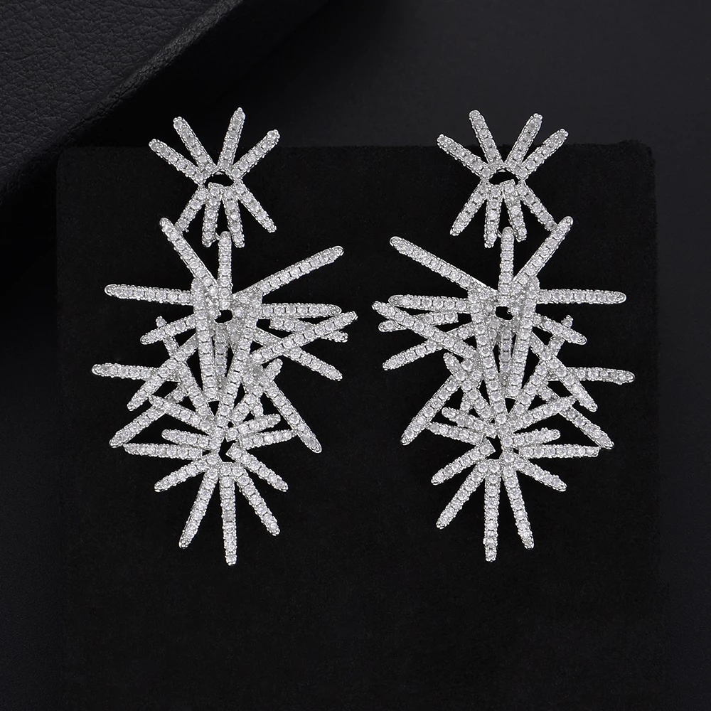 

SISCATHY Charms Women Girls Shining Irregular Stars Shape Full Cubic Zirconia Earrings Pendant Drop Dangle Pierced Earrings 2019
