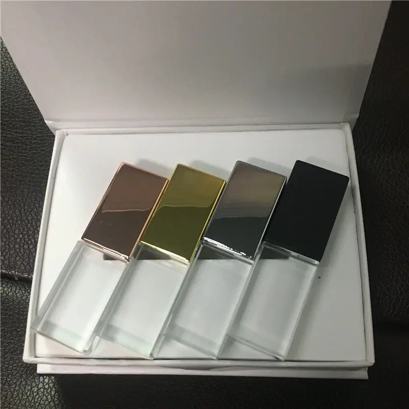  New Custom LOGO Crystal Usb 2.0 Memory Flash Drive with Gift Box 2GB 4GB 8GB 16GB 32GB 64GB （white 