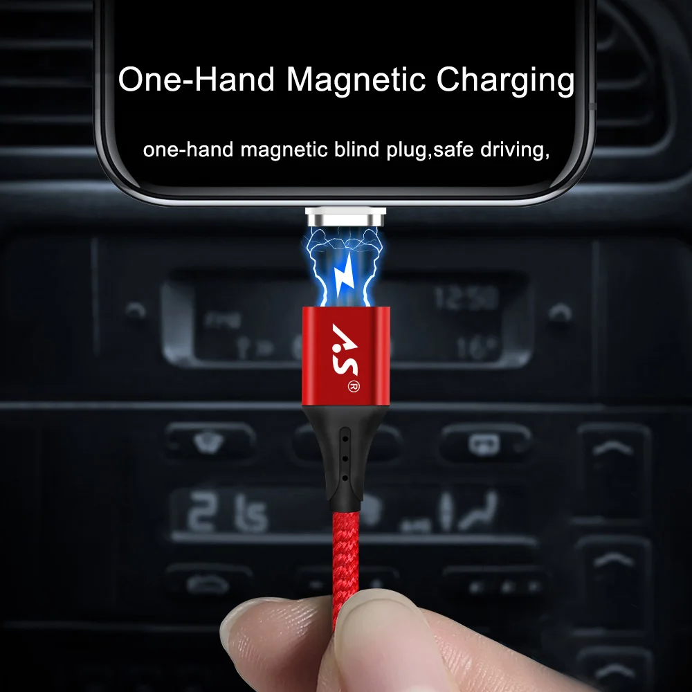 AS نوع C كابل مغناطيسي USB C سريع شاحن الهاتف كابل المحمول سريعة 3.0 تهمة المغناطيس نوع-C الحبل مزدوج الوجهين USB كابلات البيانات