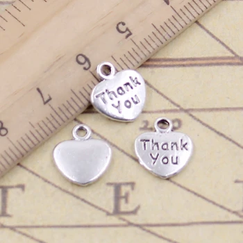 

20pcs Charms Heart Thank You 12x11mm Tibetan Bronze Silver Color Pendants Antique Jewelry Making DIY Handmade Craft Pendant
