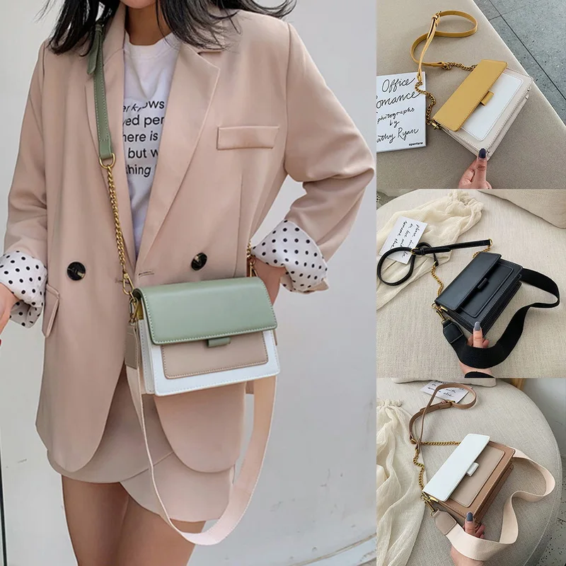 High Quality Women PU Leather Handbag Crossbody Bags Female Casual Handbag Simple Shoulder Messenger Bag Ladies Patchwork Flap