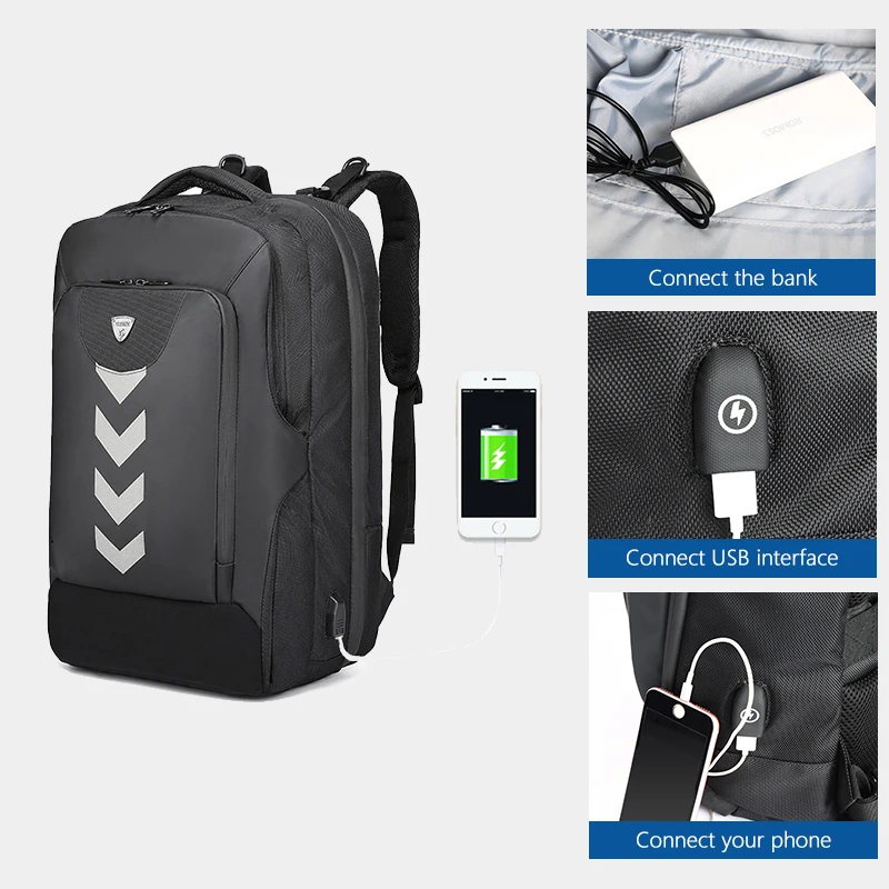  OZUKO 15 17 inch Laptop Backpack For Men Multifunction USB charging Travel Backpacks Male Water Rep