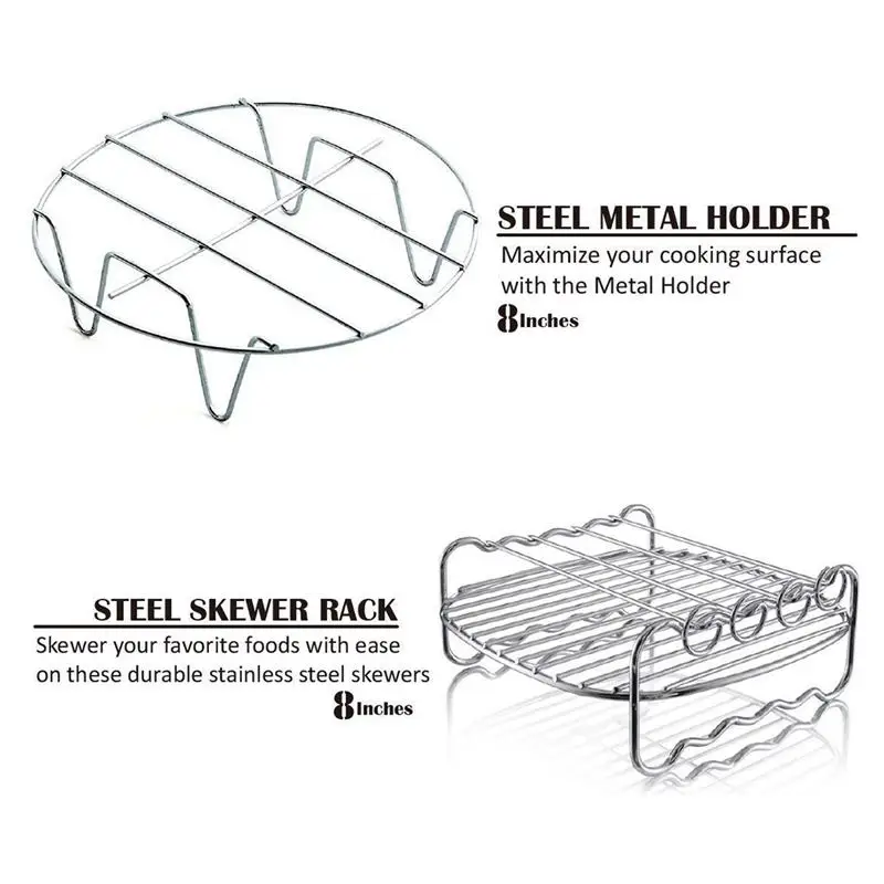 Воздушные приборы для фритюрницы, фритюрницы универсальные, бочонок для торта, сковорода для пиццы, коврик, стойка для шампура, держатель подходит для всех 5.3Qt-5.8Qt(XL
