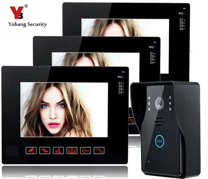 

YobangSecurity 9" Video Audio Intercom Doorbell Video Door Phone Bell Access Control 1 Camera 3 Monitor for Home Security System