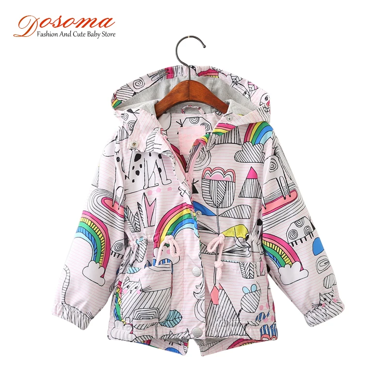 Preise DOSOMA 2018 Neue Mantel Und Jacken Für Mädchen Cartoon Mode Regenbogen Mit Kapuze Windjacke Für Kleinkind Mädchen Kinder Kleidung