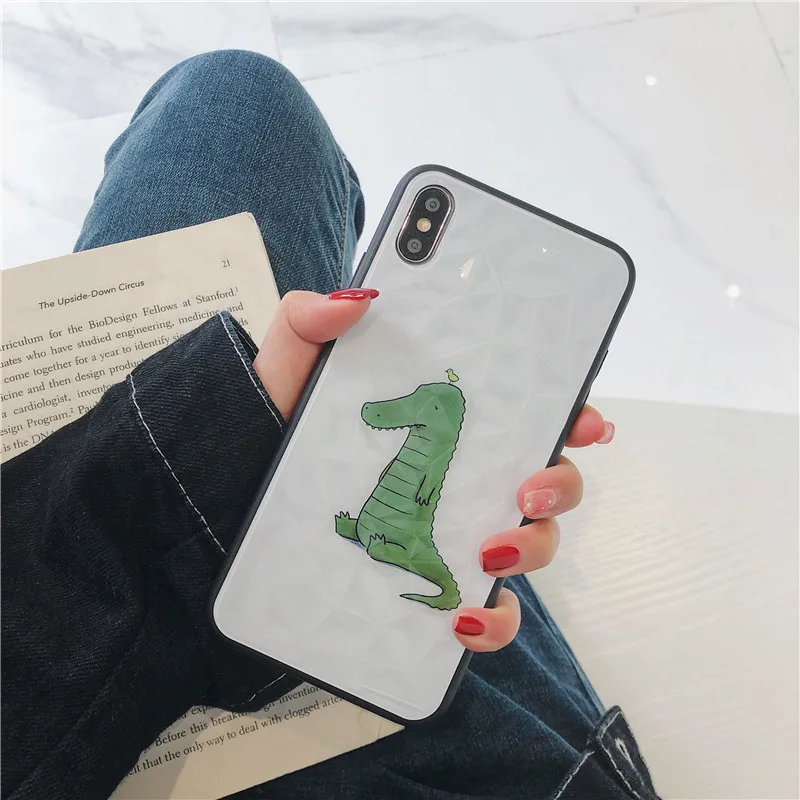 Милый бриллиант с рисунком крокодила grizzly bear белый чехол для телефона Apple iphone 6 6s 7 8