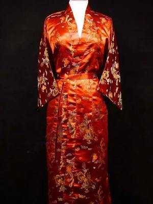 Женские халаты, китайское кимоно, Атласный халат с драконом Фениксом, банный халат с поясом, одежда для сна, халаты S M L XL XXL XXXL-WR0028 - Цвет: red