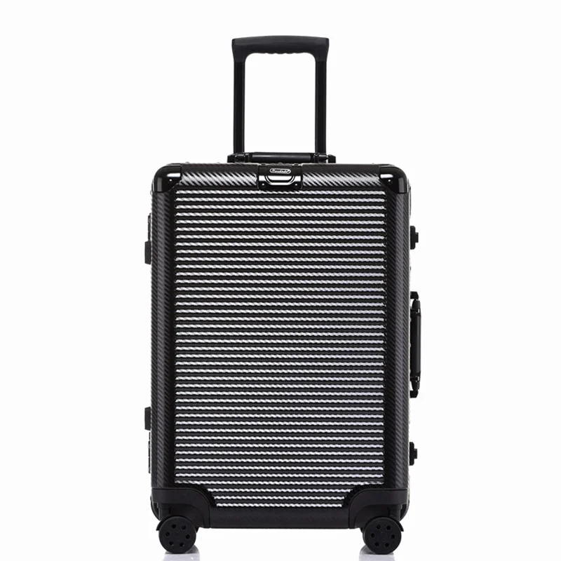 Carbon fiber brand rolling luggage woven pattern fashion suitcase carry ...