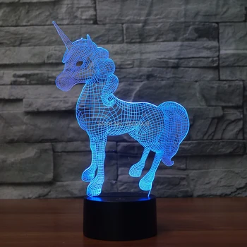 

3d decorative light Cute cartoon pony shape night light 7 Changing Colors light lighting lamp
