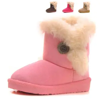 

All Sizes 21-35 Children Snow Boots Warm Thick Plush Kids Boots Suede Fur Girls Boots Baby Winter Shoes #XZ038