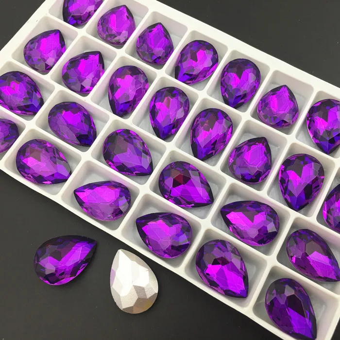 

Lt Purple Velvet TEARDROP Glass Crystal POINTED BACK Rhinestones 7x10,10x14,13x18,18x25,20x30,30x40mm Pear Drop Crystal stone