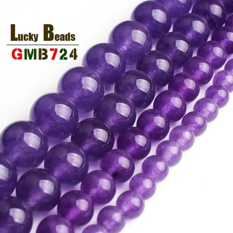 

A+ Purple Chalcedony Stone Beads Round Natural Loose Spacer Beads For Jewelry DIY Making Bracelets Necklace Strands 6/8/10/12mm