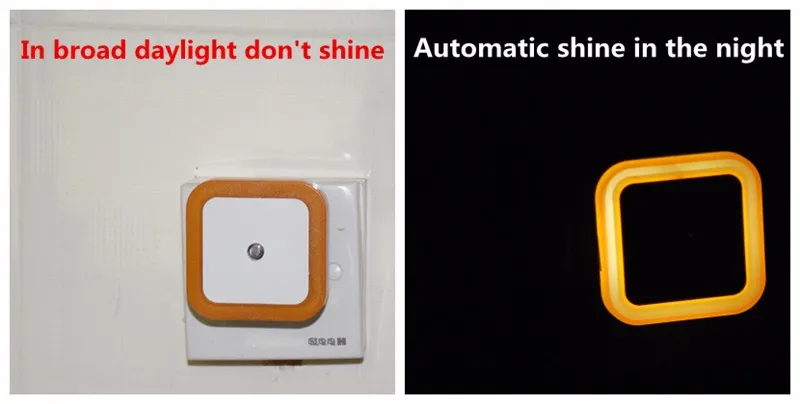 AIFENG маленький ночник Настенный светильник, 110 В 220 в 230 В США ЕС плагин квадратный Интеллектуальный Электрический автоматический переключатель синий оранжевый
