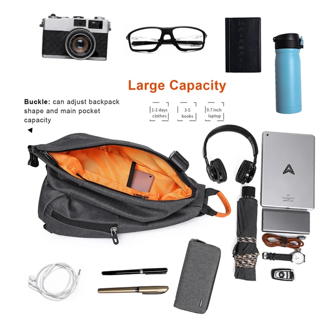 Tangcool Multifunction Fashion Men Crossbody Bags USB Charging Chest Pack Short Trip Messengers Bag Water Repellent Shoulder Bag 1