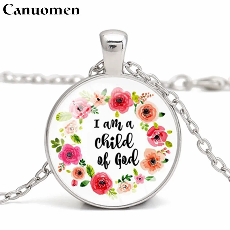 

Canuomen I am a child of God Silver Pendants Classic Bible Pendants and Necklaces Gifts for Christian 3 Color collares Choker