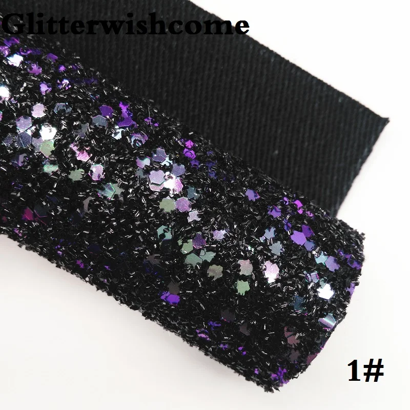 Glitterwishcome 21X29 см A4 размеры синтетическая кожа, с эффектом блестящей кожи Ткань Винил для Луки, GM044A - Цвет: 1